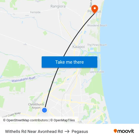 Withells Rd Near Avonhead Rd to Pegasus map