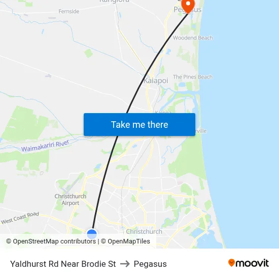 Yaldhurst Rd Near Brodie St to Pegasus map