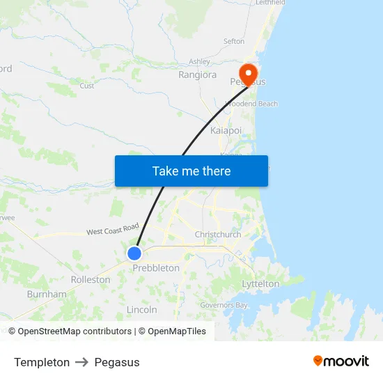 Templeton to Pegasus map