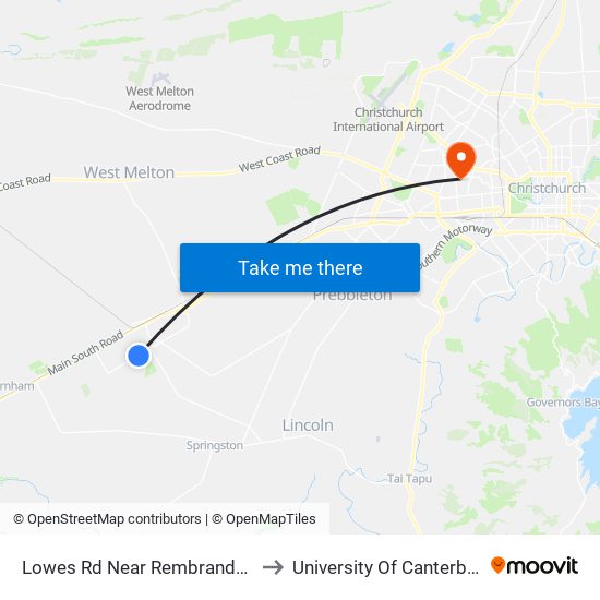 Lowes Rd Near Rembrandt Dr to University Of Canterbury map