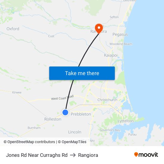 Jones Rd Near Curraghs Rd to Rangiora map