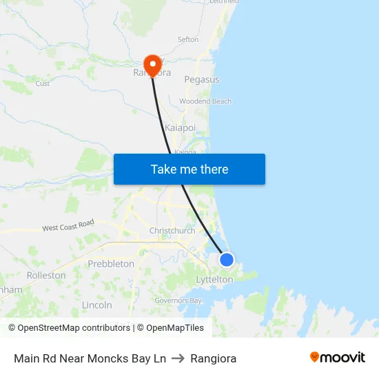 Main Rd Near Moncks Bay Ln to Rangiora map