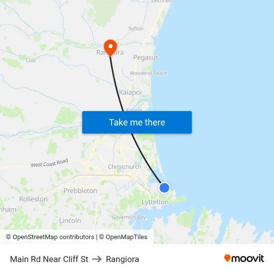 Main Rd Near Cliff St to Rangiora map