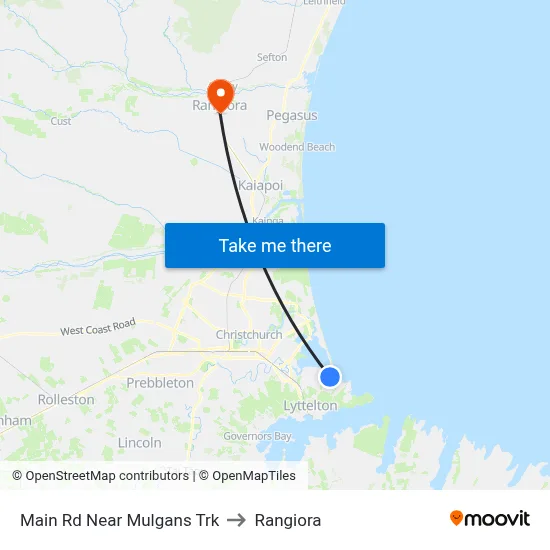 Main Rd Near Mulgans Trk to Rangiora map