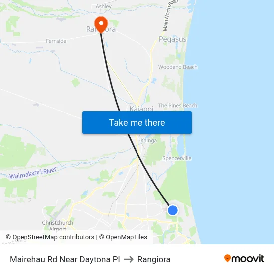 Mairehau Rd Near Daytona Pl to Rangiora map