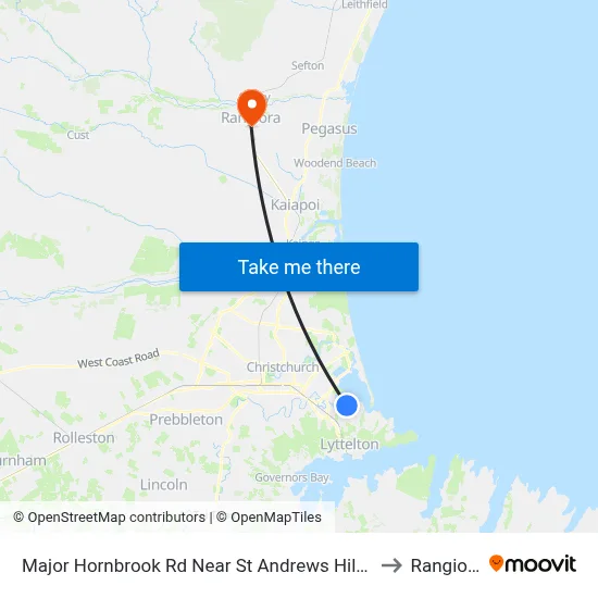 Major Hornbrook Rd Near St Andrews Hill Rd to Rangiora map