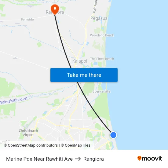 Marine Pde Near Rawhiti Ave to Rangiora map
