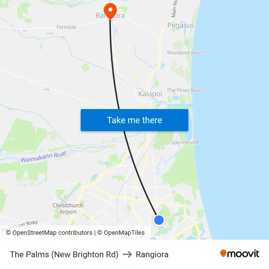 The Palms (New Brighton Rd) to Rangiora map