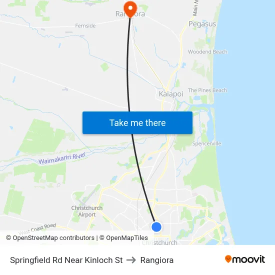 Springfield Rd Near Kinloch St to Rangiora map