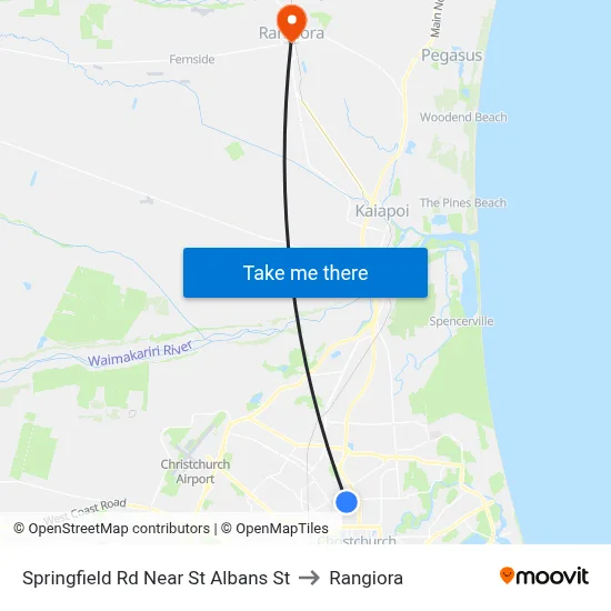 Springfield Rd Near St Albans St to Rangiora map