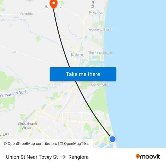 Union St Near Tovey St to Rangiora map