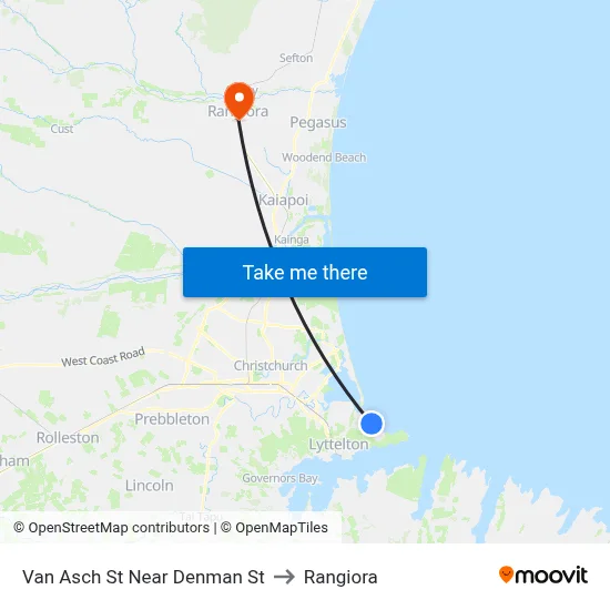 Van Asch St Near Denman St to Rangiora map