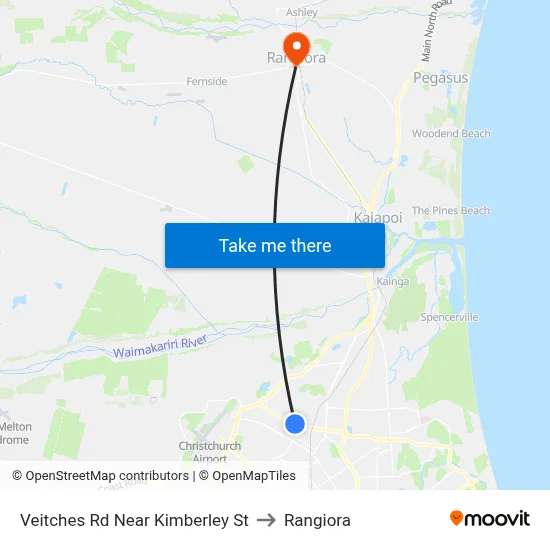 Veitches Rd Near Kimberley St to Rangiora map