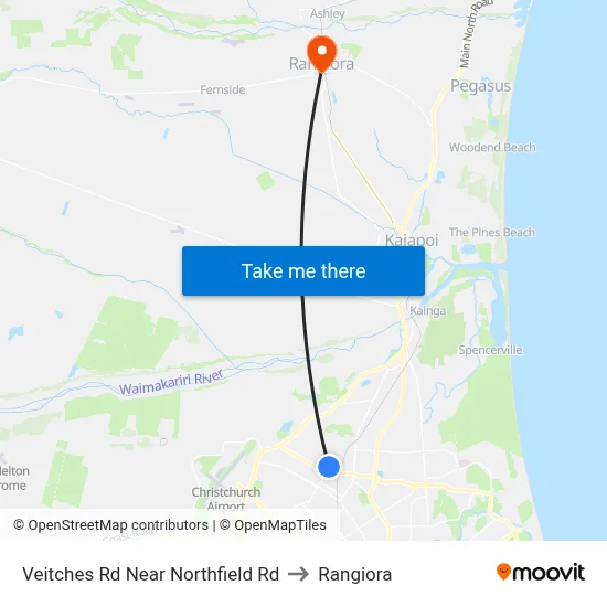 Veitches Rd Near Northfield Rd to Rangiora map