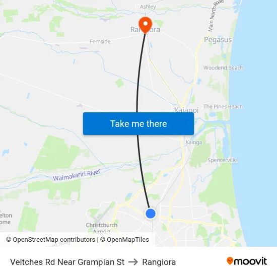 Veitches Rd Near Grampian St to Rangiora map