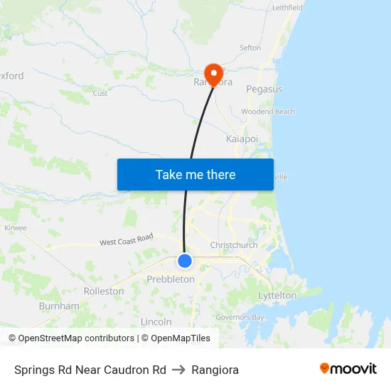Springs Rd Near Caudron Rd to Rangiora map