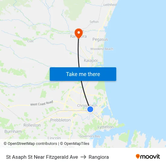 St Asaph St Near Fitzgerald Ave to Rangiora map