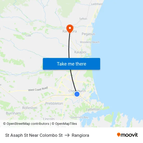 St Asaph St Near Colombo St to Rangiora map