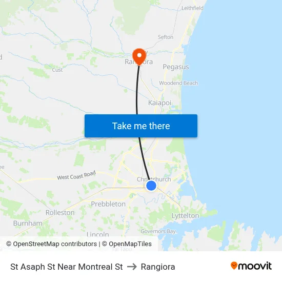 St Asaph St Near Montreal St to Rangiora map