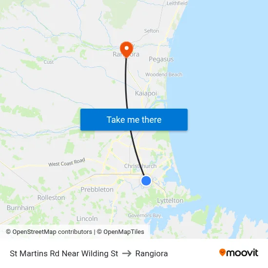 St Martins Rd Near Wilding St to Rangiora map
