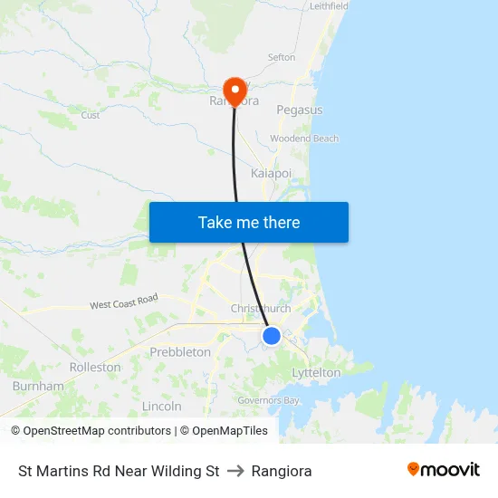 St Martins Rd Near Wilding St to Rangiora map