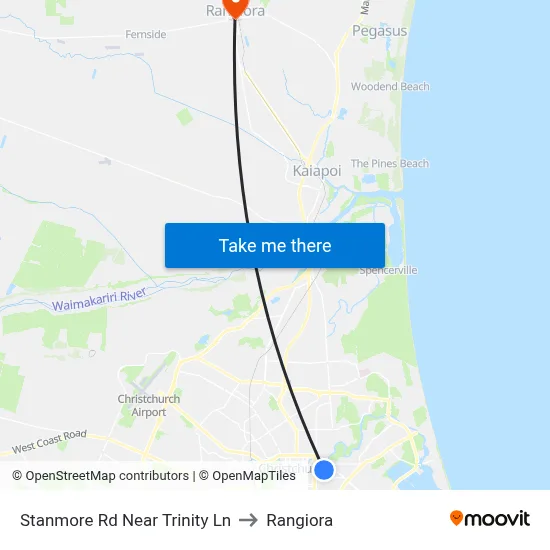 Stanmore Rd Near Trinity Ln to Rangiora map