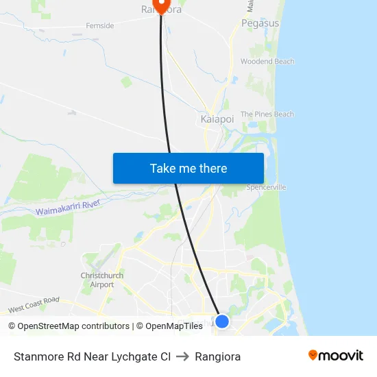Stanmore Rd Near Lychgate Cl to Rangiora map