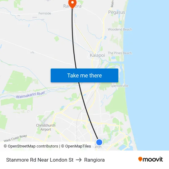 Stanmore Rd Near London St to Rangiora map