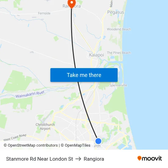 Stanmore Rd Near London St to Rangiora map