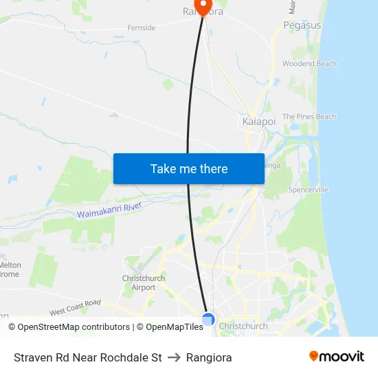 Straven Rd Near Rochdale St to Rangiora map