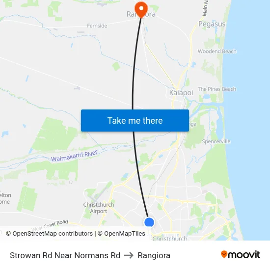 Strowan Rd Near Normans Rd to Rangiora map