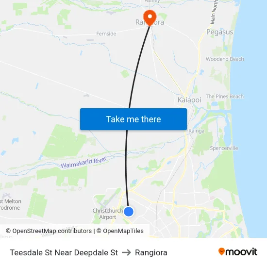 Teesdale St Near Deepdale St to Rangiora map