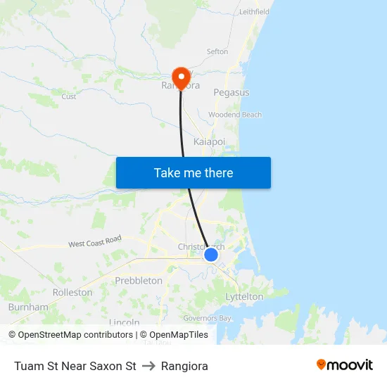 Tuam St Near Saxon St to Rangiora map