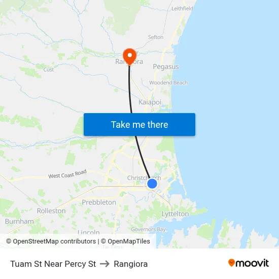 Tuam St Near Percy St to Rangiora map
