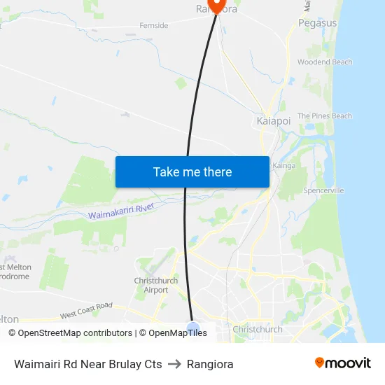 Waimairi Rd Near Brulay Cts to Rangiora map