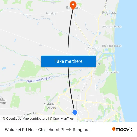 Wairakei Rd Near Chislehurst Pl to Rangiora map