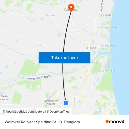 Wairakei Rd Near Spalding St to Rangiora map