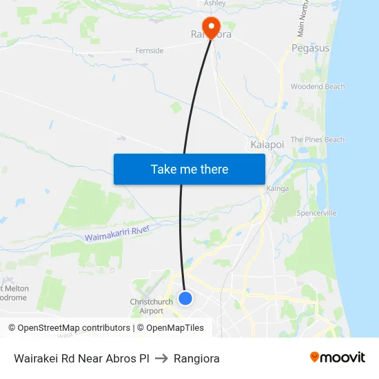 Wairakei Rd Near Abros Pl to Rangiora map
