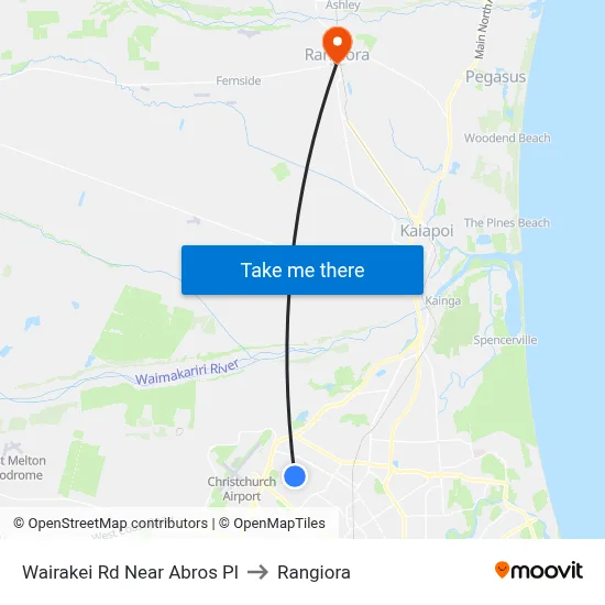 Wairakei Rd Near Abros Pl to Rangiora map
