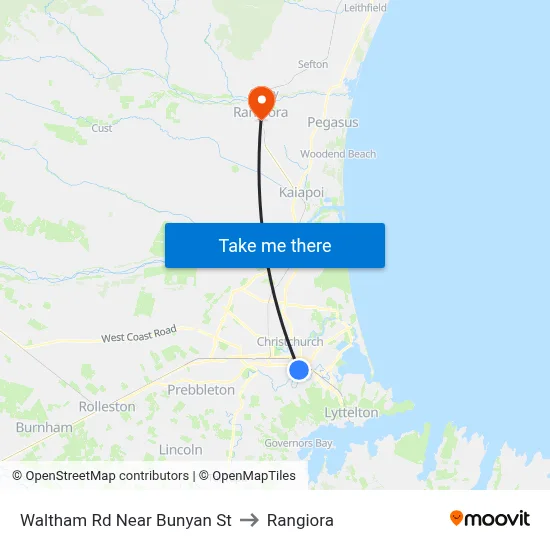 Waltham Rd Near Bunyan St to Rangiora map