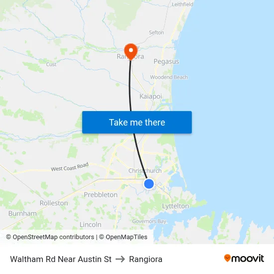 Waltham Rd Near Austin St to Rangiora map
