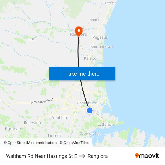 Waltham Rd Near Hastings St E to Rangiora map