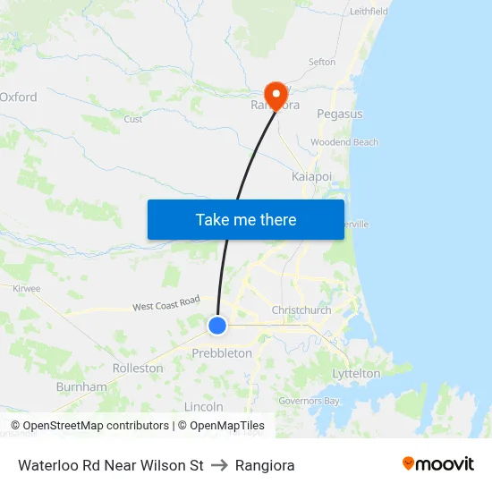 Waterloo Rd Near Wilson St to Rangiora map