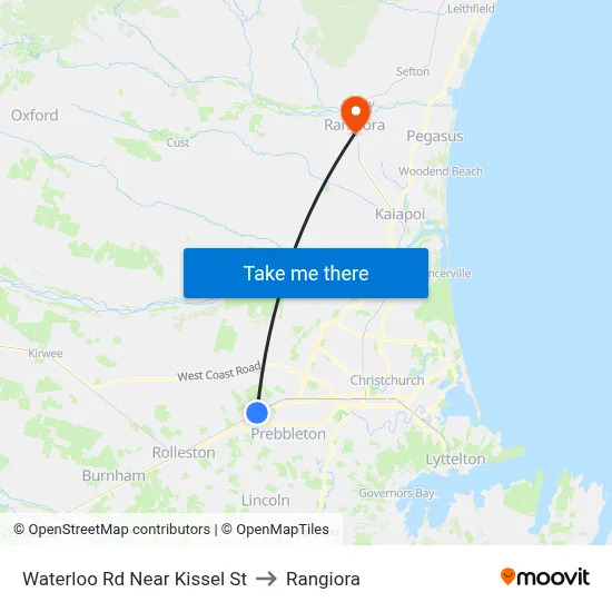 Waterloo Rd Near Kissel St to Rangiora map