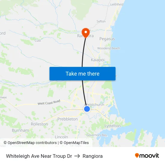 Whiteleigh Ave Near Troup Dr to Rangiora map