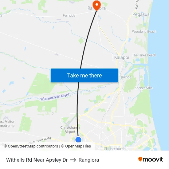 Withells Rd Near Apsley Dr to Rangiora map