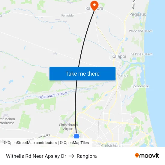 Withells Rd Near Apsley Dr to Rangiora map