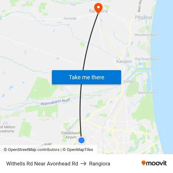 Withells Rd Near Avonhead Rd to Rangiora map