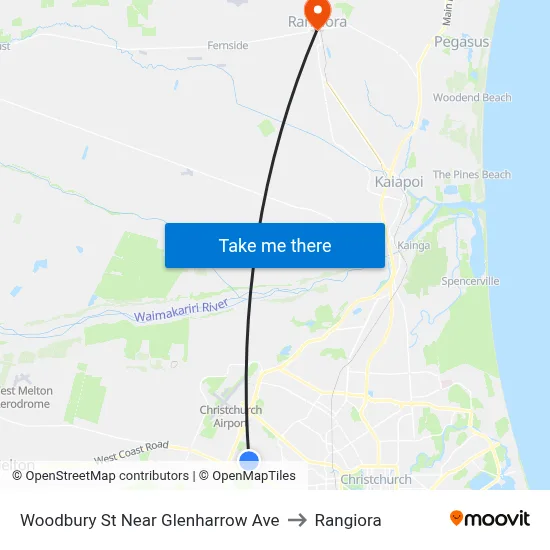 Woodbury St Near Glenharrow Ave to Rangiora map