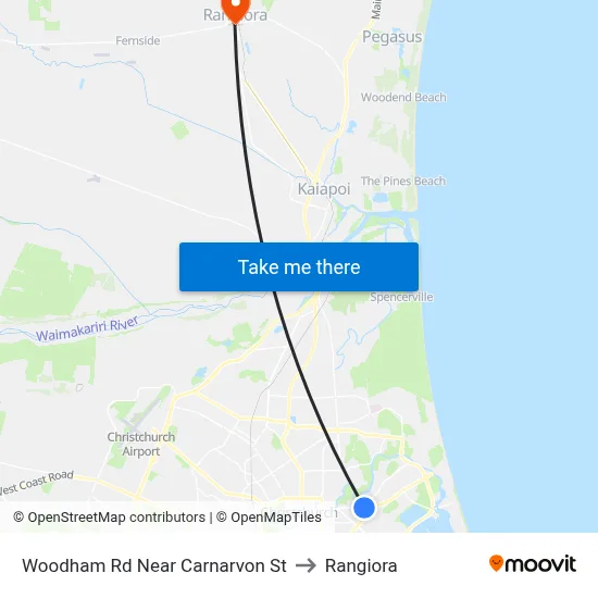 Woodham Rd Near Carnarvon St to Rangiora map